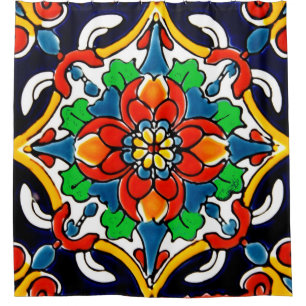Mexican Talavera Terracotta Tile Design Nr. 5 Duschvorhang