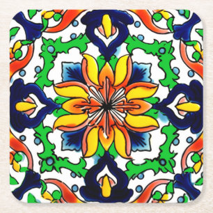Mexican Talavera Terracotta Tile Design Nr. 6 Rechteckiger Pappuntersetzer
