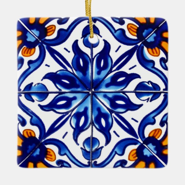 Mexican Talavera Terracotta Tile Design Nr. 8 Keramikornament (Vorderseite)