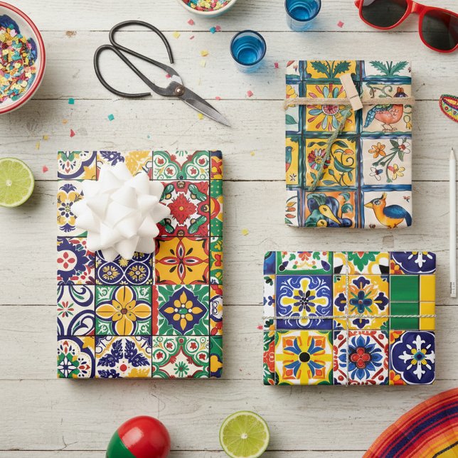 Mexican Talavera Tile Spanish Fiesta Geschenkpapier Set (Von Creator hochgeladen)