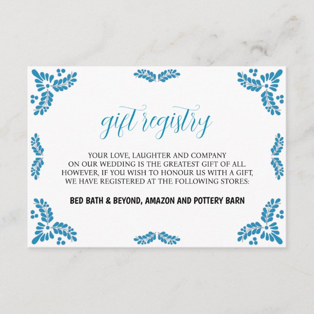 Mexican Talavera Turquoise Minimalist Wedding Begleitkarte (Vorderseite)