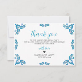 Mexican Talavera Turquoise Minimalist Wedding Dankeskarte