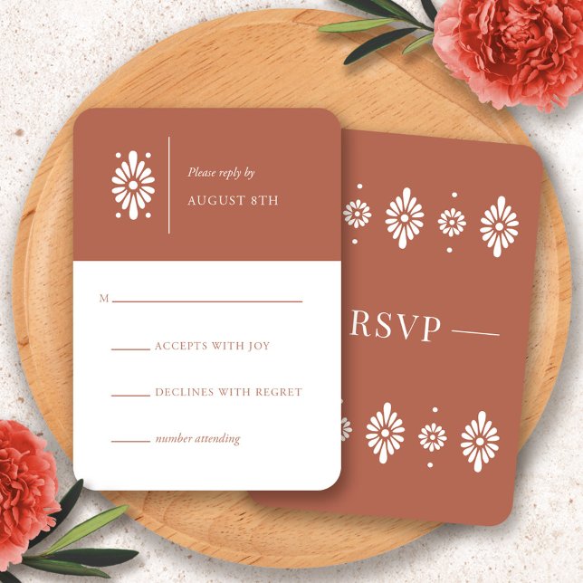Mexican Terra Cotta RSVP Card Karte (Mexican Terra Cotta RSVP Card by Fiesta Valley Print)
