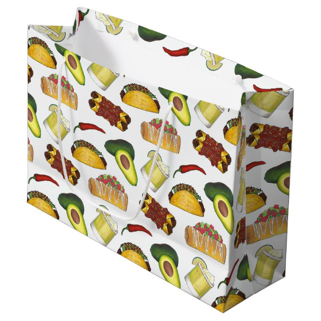 Mexican Tex Mex Food Taco Enchilada Chimichanga Große Geschenktüte (Vorderseite Schrägansicht)