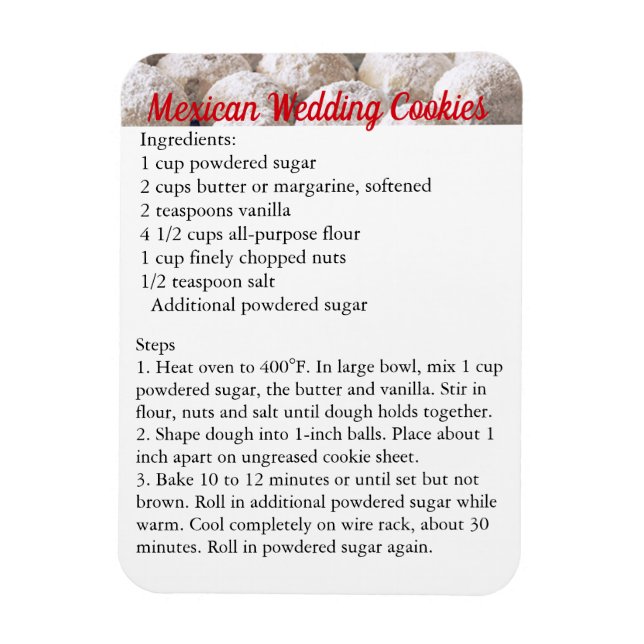 "Mexican Wedcookies" Recipe Magnet Kühlschrank (Vertikal)