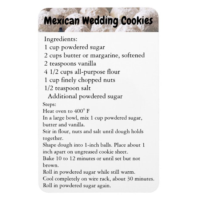 Mexican Wedding Cookies Recipe Magnet Fridge (Vertical)