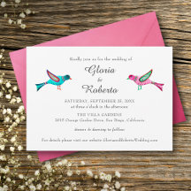 Mexican Wedding Pink & Blue Lovebirds Boho