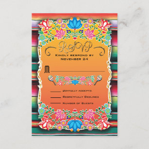 Mexican Wedding Rug and Floral UAWG RSVP Karte