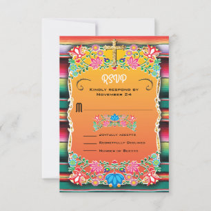 Mexican Wedding Rug and Floral UAWG RSVP Karte
