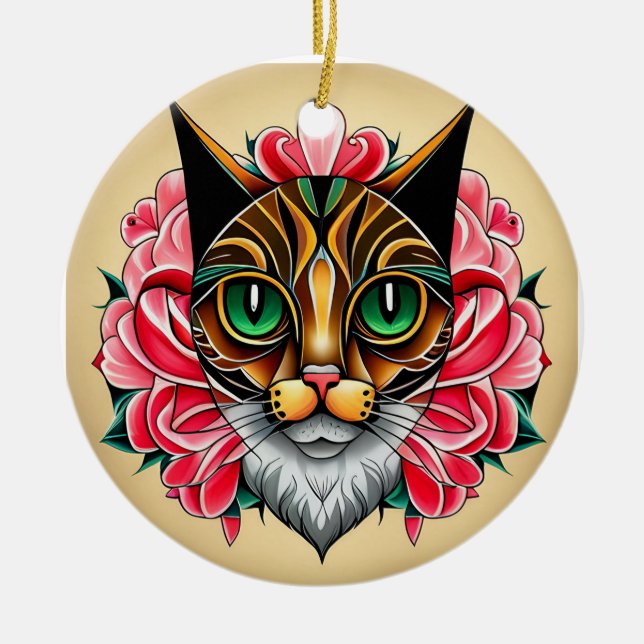 MexiCat: Eine Tiger-Geschichte in Folk Art Keramik Ornament (Vorne)