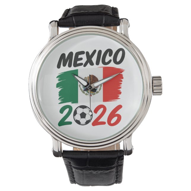 Mexico 2026 Soccer Fan Design with Football Armbanduhr (Vorderseite)