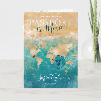 Mexico 50 und fabulous Birthday Passport Karte Inv