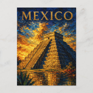 Mexico: Aesthetic Sunset Chichen Itza Art Souvenir Postkarte