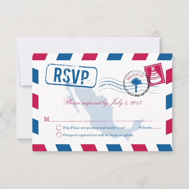 Mexico Airmail Wedding RSVP (Vorderseite)