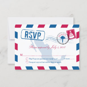 Mexico Airmail Wedding RSVP Karte