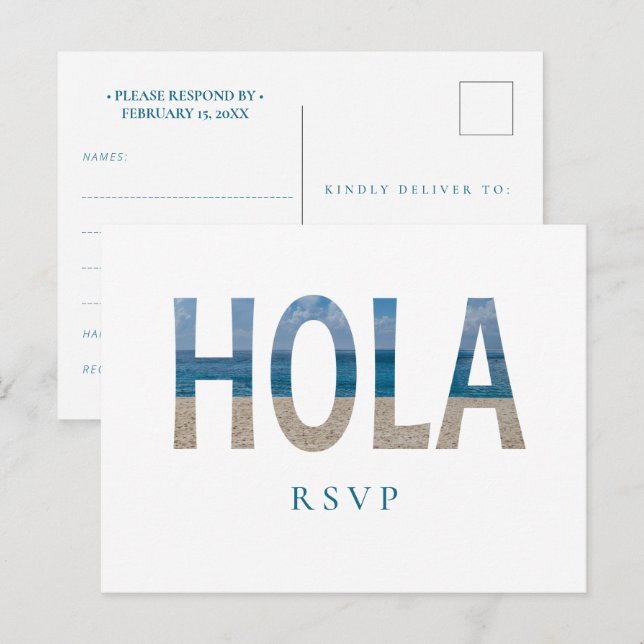 Mexico Beach Wedding Hola Foto UAWG Einladungspostkarte (Vorne/Hinten)