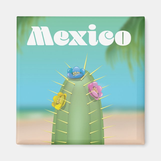 Mexico Cactus travel poster Magnet (Vorne)