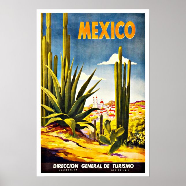 Mexico Cactus Vintage Travel Poster (Vorne)