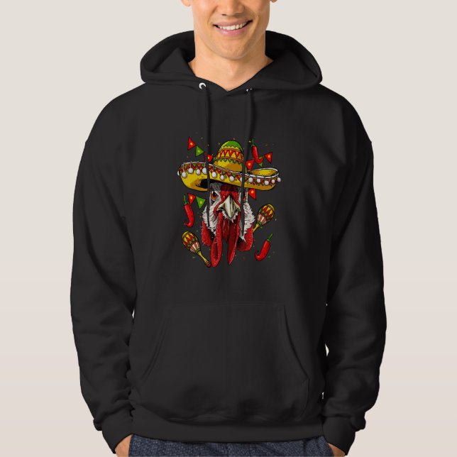 Mexico Cinco de Mayo Chicken Sombrero Mexican Part Hoodie (Vorderseite)