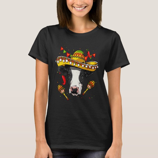 Mexico Cinco de Mayo Cow Sombrero Mexican Party Co T-Shirt (Vorderseite)