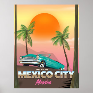 Mexico City, affiche de vacances mexicaine