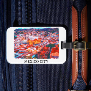 Mexico City CDMX Malerei Panoramaansicht Gepäckanhänger