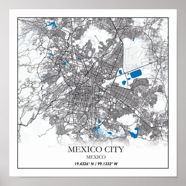 Mexico City Central America Reisekarte Poster (Vorne)