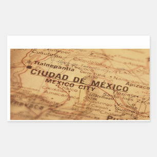 MEXICO CITY Historische Karte Rechteckiger Aufkleber