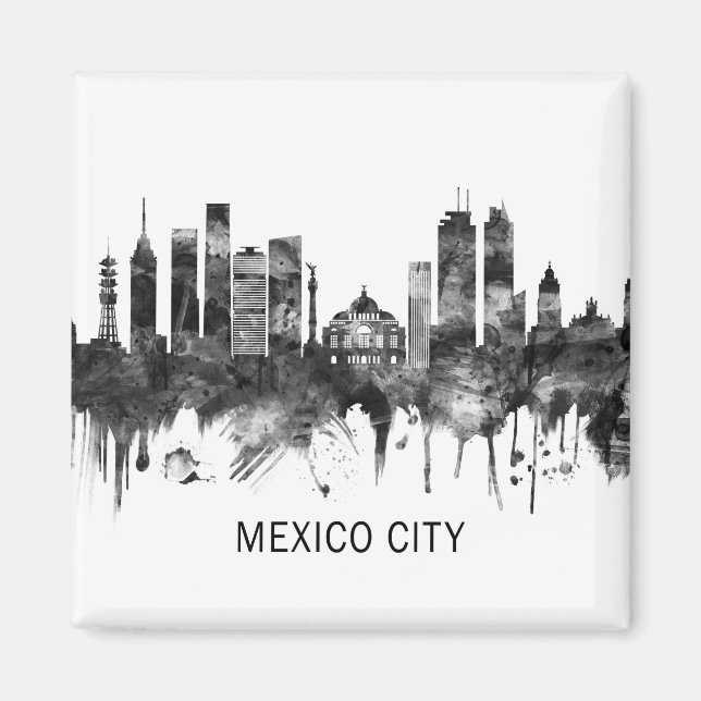 Mexico City Mexico Skyline BW Magnet (Vorne)
