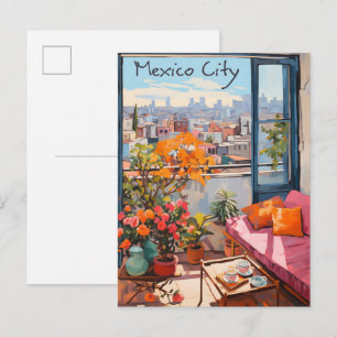 Mexico City Reise Stadt Gemälde Ästhetik Postkarte