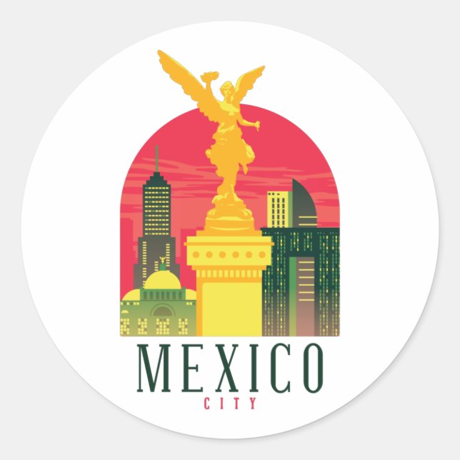 Mexico City Vintage Travel Runder Aufkleber (Vorderseite)