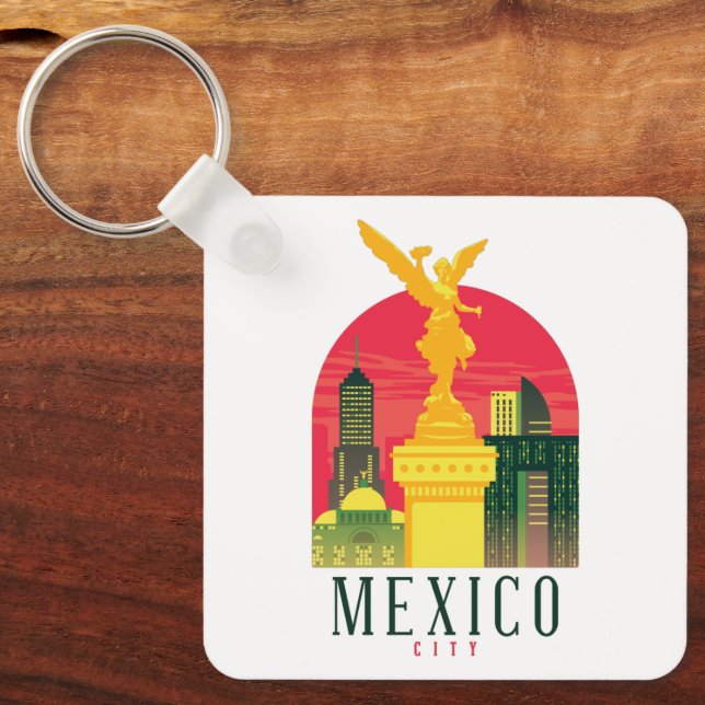 Mexico City Vintage Travel Schlüsselanhänger (Vorderseite)