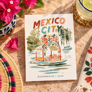 Mexico City Xochimilco Aquarell Reise Kunst Postkarte