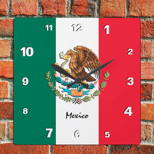 Mexico Clock, patriotische Zuhause, mexikanische F Quadratische Wanduhr