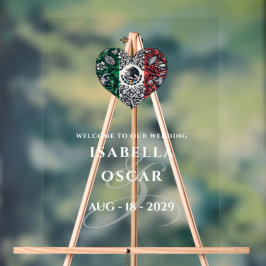 Mexico Couple Heart Wedding Willkommen Acrylschild