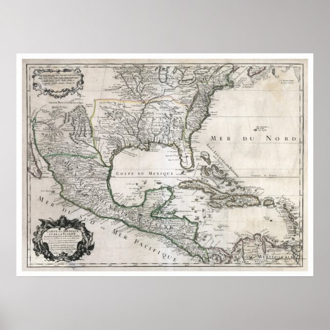 Mexico Cuba Florida & America Karte 1703 Poster (Vorne)