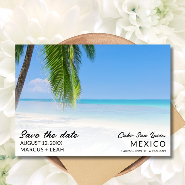 Mexico Destination Beach Wedding Foto Save The Date (Mexico Destination Beach Wedding Photo Save The Date)