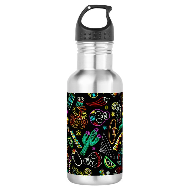 Mexico Fiesta Muster Edelstahlflasche (Vorderseite)