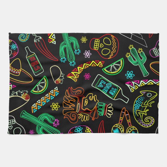 Mexico Fiesta Muster Geschirrtuch (Horizontal)