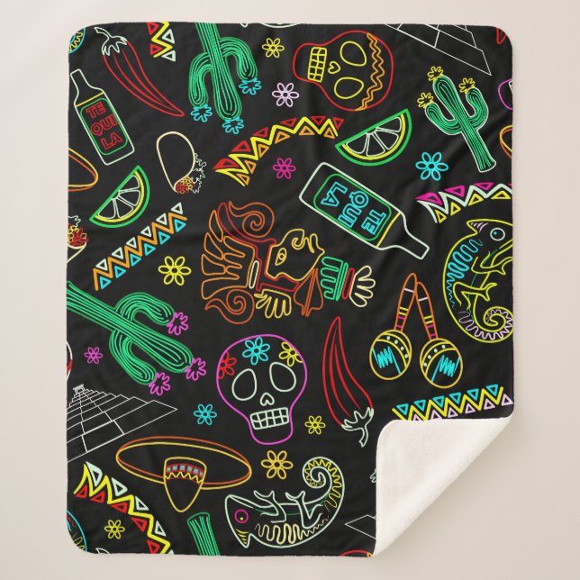 Mexico Fiesta Muster Sherpadecke (Vorderseite)