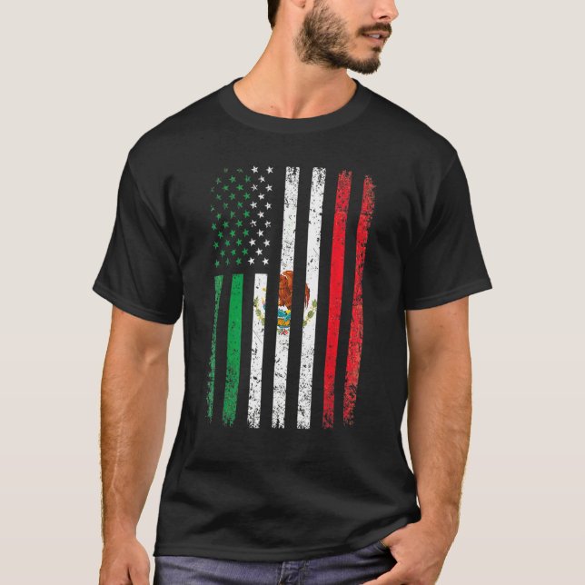 Mexico Flag  4th Of July USA American Mexican Flag T-Shirt (Vorderseite)