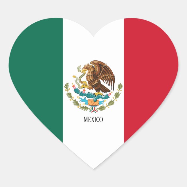 Mexico Flag Patriotic Herz-Aufkleber (Vorderseite)