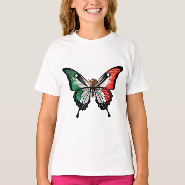 Mexico Frack Butterfly Flag T-Shirt (Vorderseite)