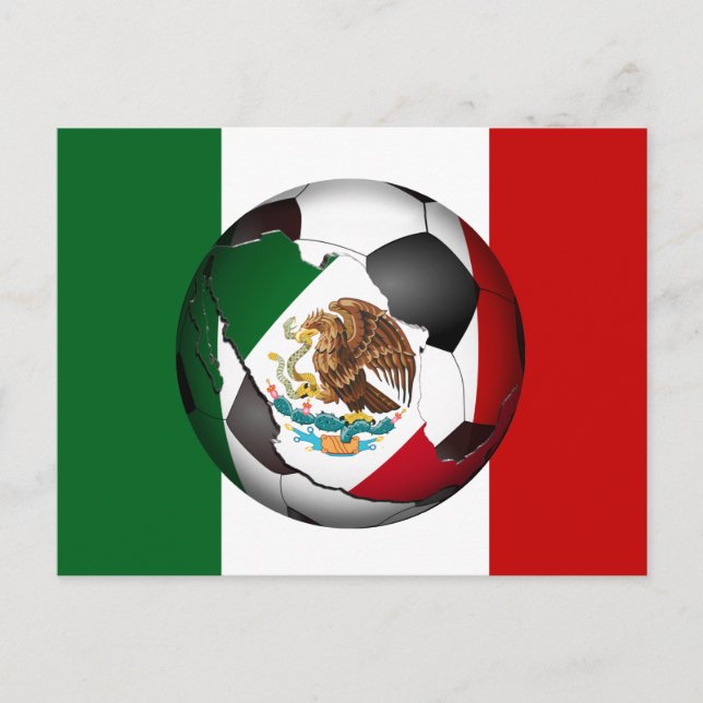 Mexico Fußball Ball mit Flag-Farben Hintergrund Postkarte (Vorderseite)