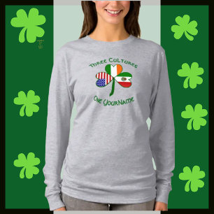 Mexico Irish USA Flag Kleeblatt Personalisiert Wom T-Shirt