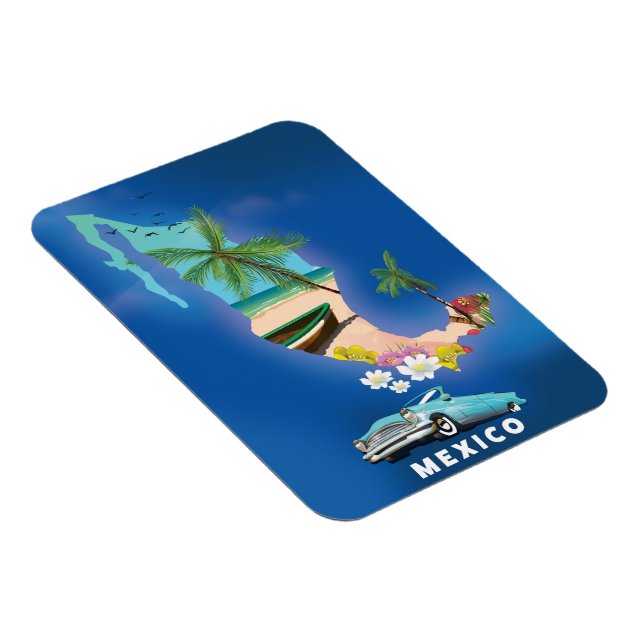 Mexico Map Illustration Reiseplakat. Magnet (Rechte Seite)