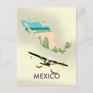 Mexico Map Reiseplakat Postkarte