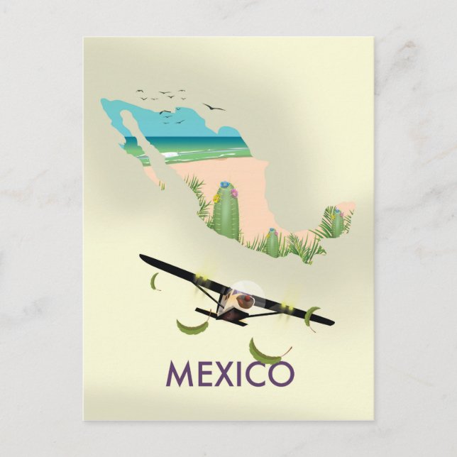 Mexico Map Reiseplakat Postkarte (Vorderseite)