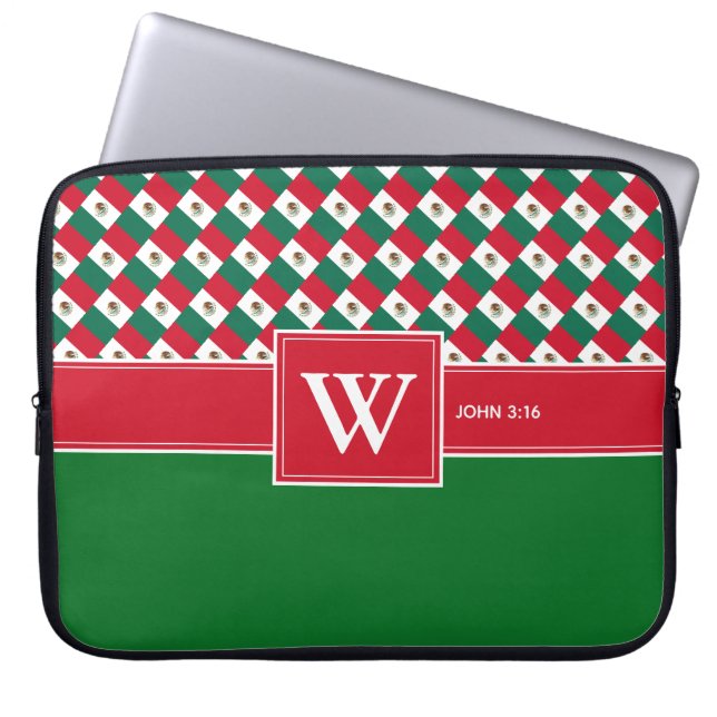 MEXICO Monogram Christlich Scripting Notebook Grün Laptopschutzhülle (Vorderseite)