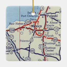 Mexico NY Vintag Map Keramikornament